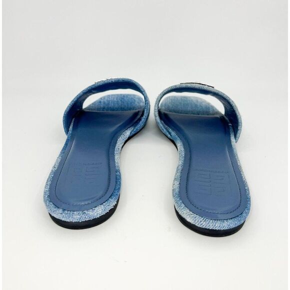 NWT GIVENCHY Light Blue Denim Silver Tone 4G Logo Flat Sandals Size EU37 - Picture 5 of 9